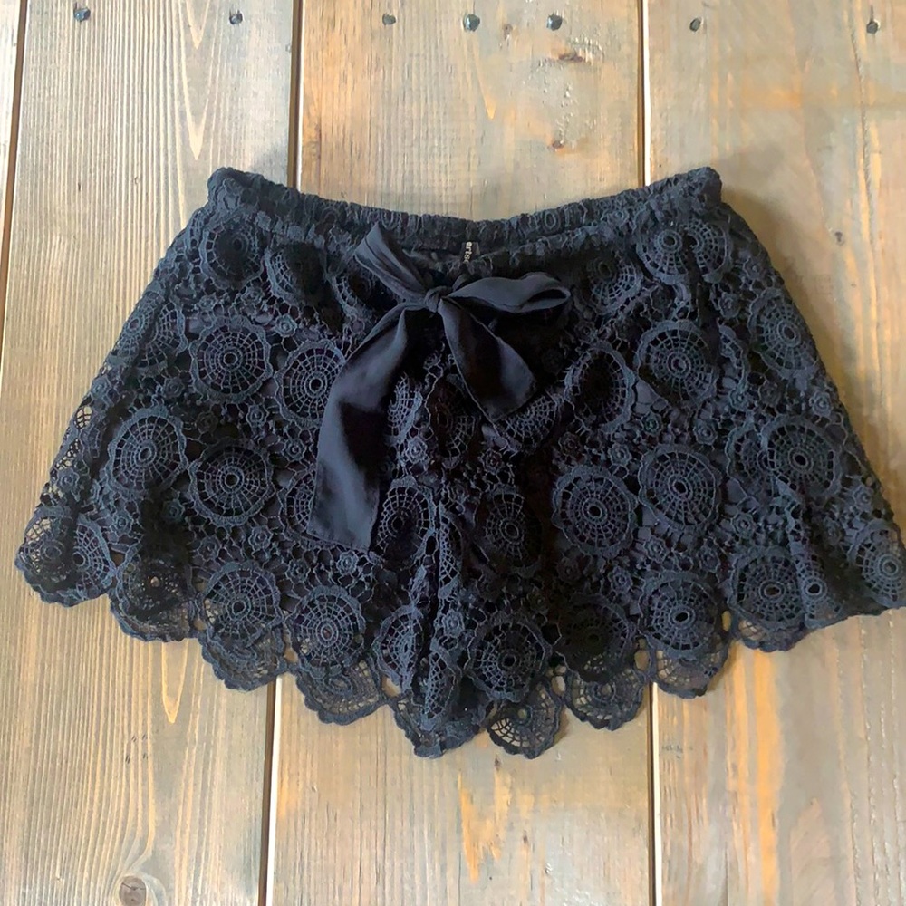 Black crochet shorts
